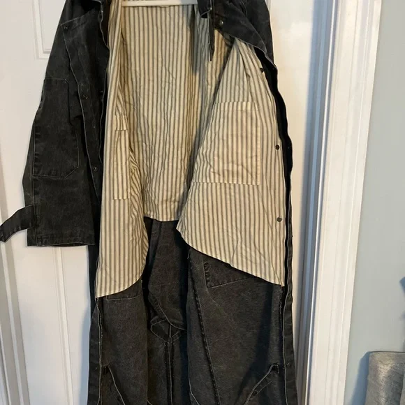 Vintage Australian Outback Long Black Denim Coat XL Jackets & Coats